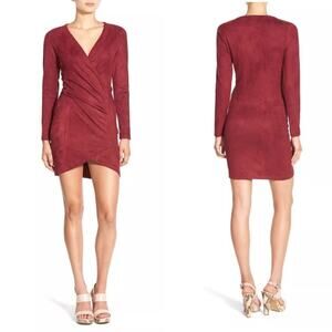 NWT Missguided Maroon Faux Suede Wrap Dress